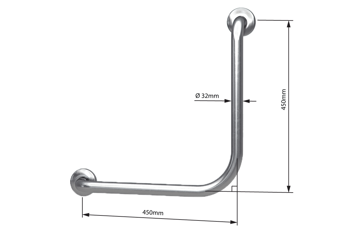 Wellbeing Ambulant Grab Rail 450 x 450mm 90° – Pair