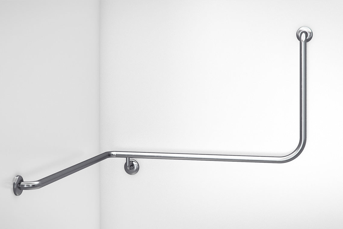 Wellbeing Accessible Toilet Angled Corner Grab Rail with 90° Bend – Left Hand