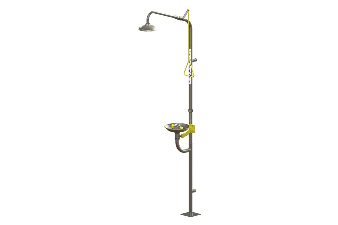 Emergency Stainless Steel Combination Shower with Hand Operated Eye Wash