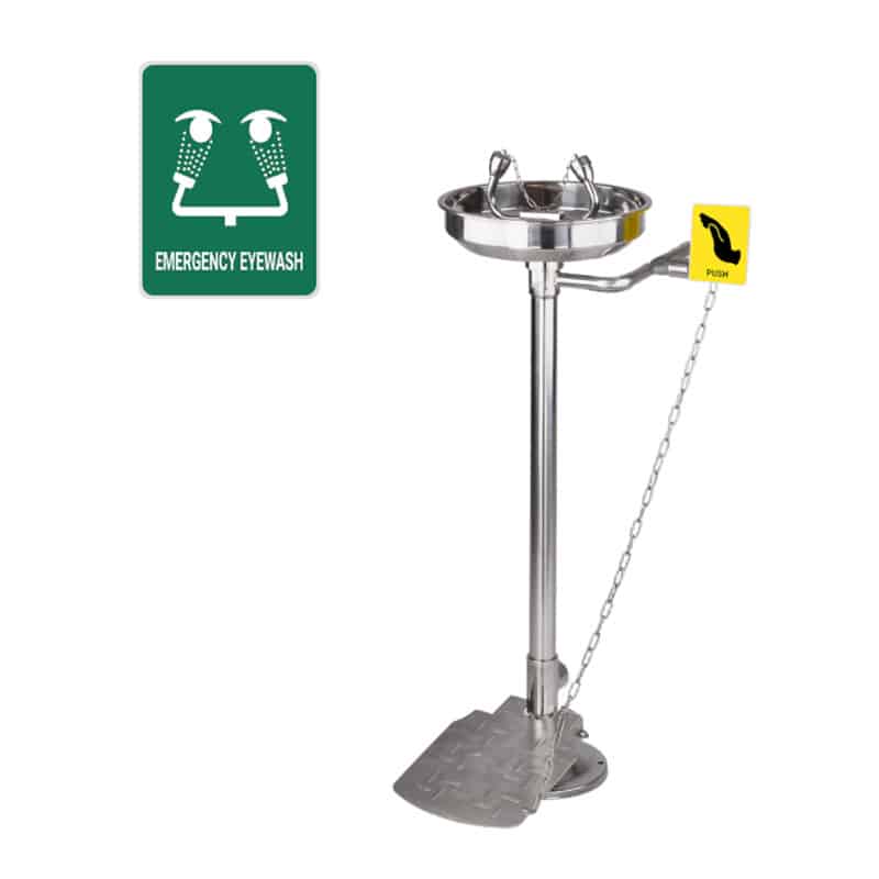 Zero Lead Stainless Steel 304 Floor Mounted Eyewash w/ Foot Pedal