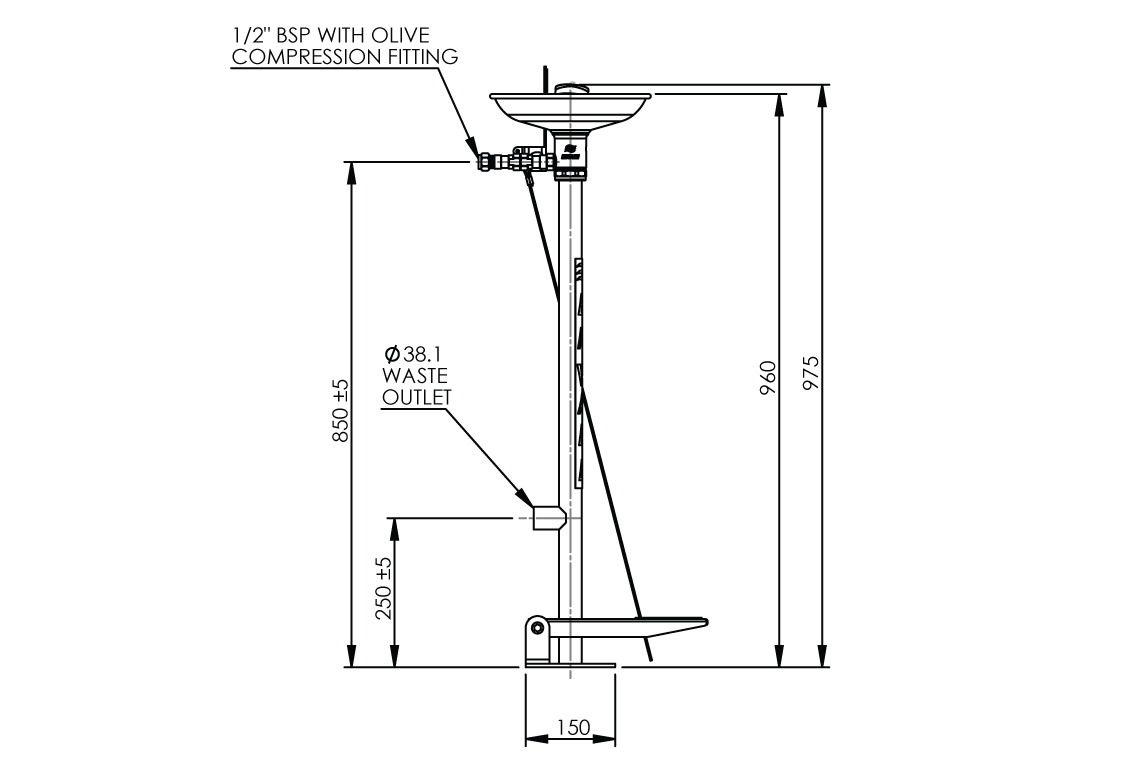 Emergency Eye/Face Wash Pedestal Mounted Hand/Foot Operated