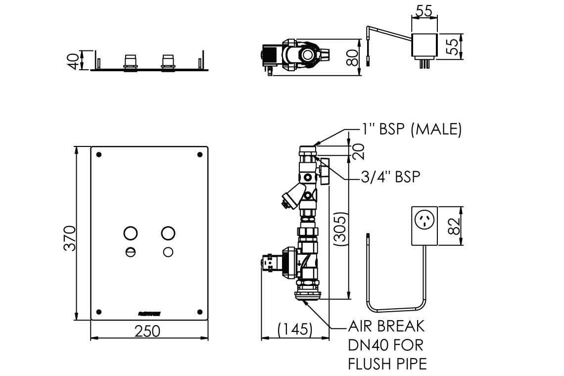 Touch-Activated Dual Flush WC Flushing System – Front Access
