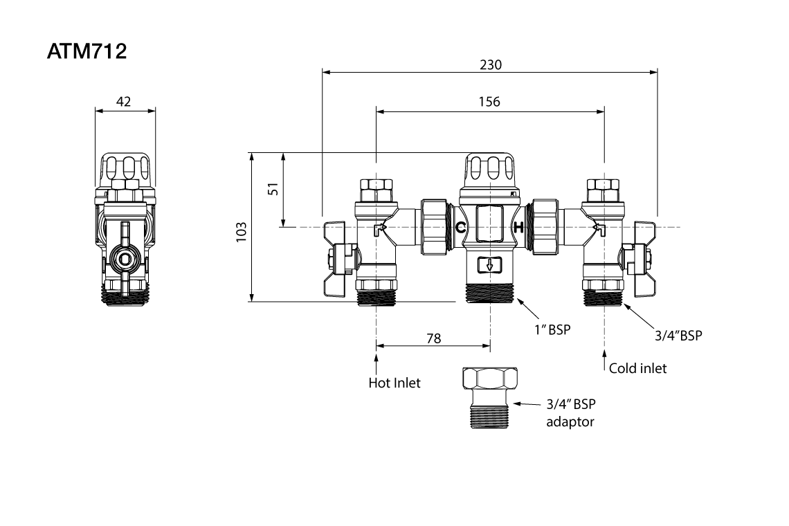 Aquablend Thermostatic Mixing Valve 1000 – Lead Free TMV