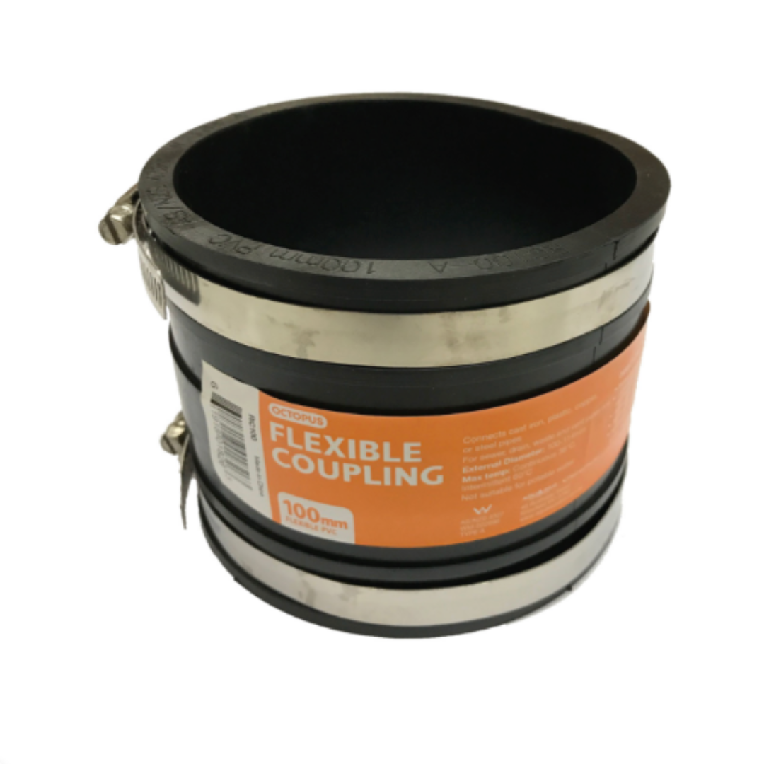 Flexible Coupling 100mm to 100mm PVC