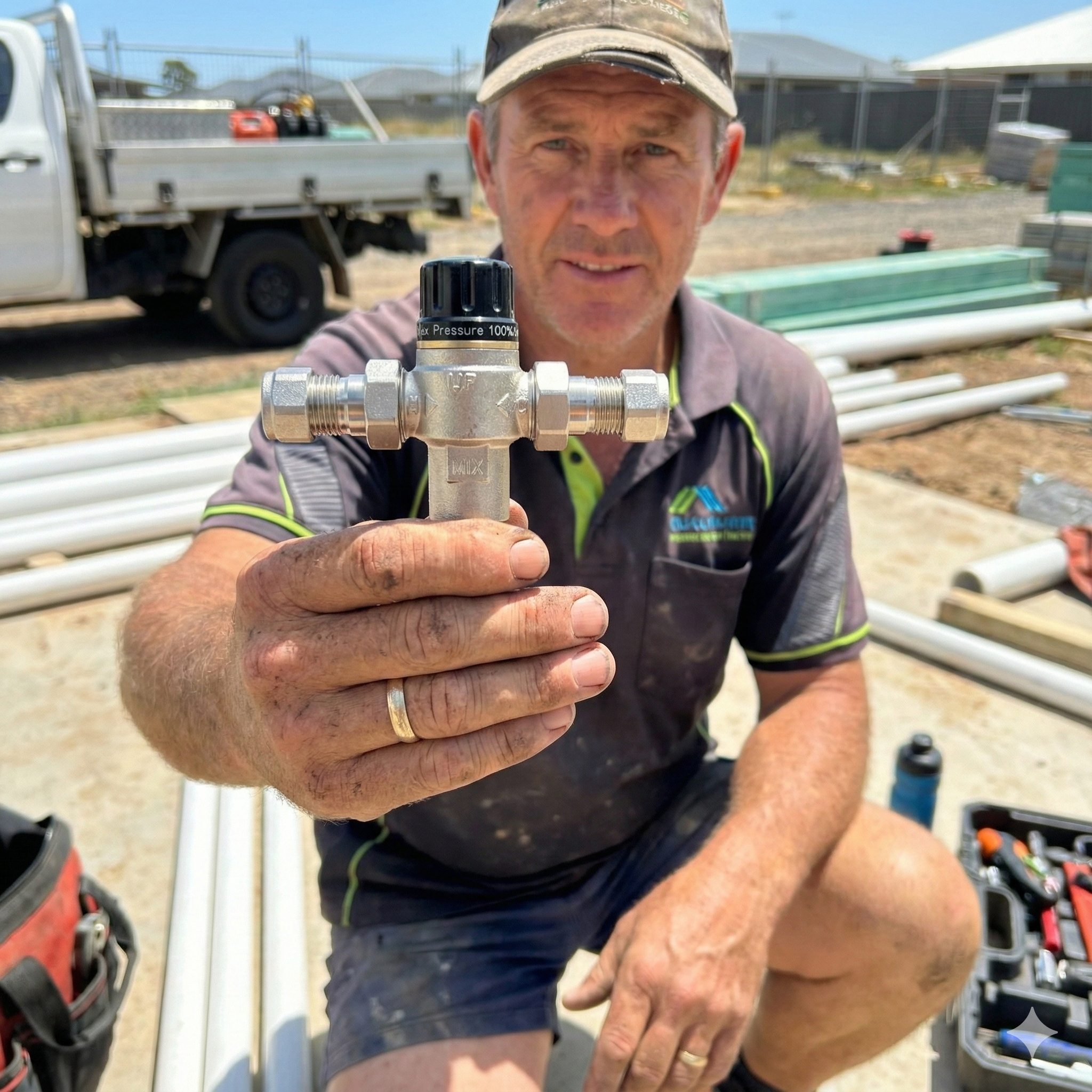 Bluegum 15mm Tempering Valve | Storage Hot Water System | Adjustable 38°C-50°C | WaterMark Approved Lead Free