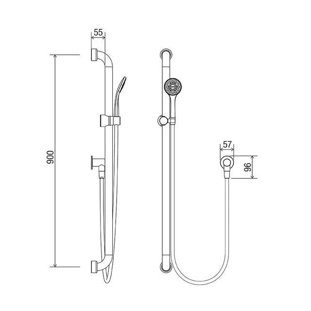 Hygienic Seal® Shower Kit 3 Chrome WELS 5 Star - 6L/min 1500mm