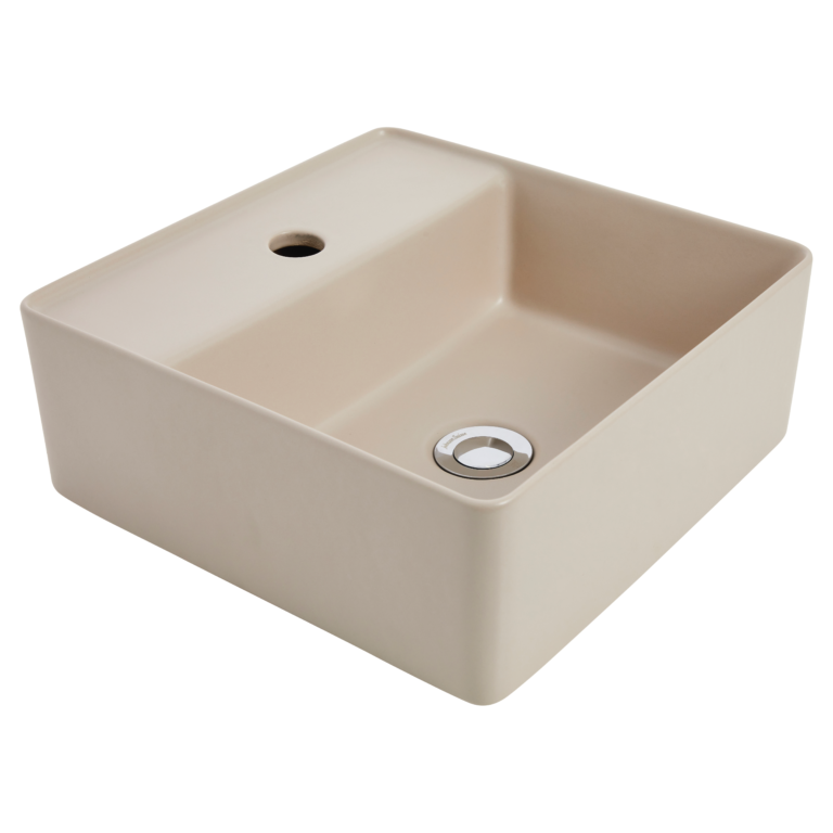 Venezia Square Countertop Basin With Chrome Pop-up Waste – Sand