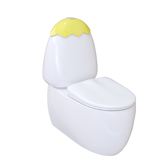 Egg Junior II Back To Wall Toilet Suite for Children with Yellow Cistern Lid