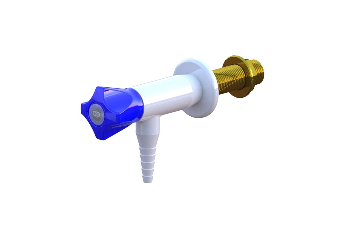 ComLab Right Angle Wall Mounted Laboratory Tap with Isolation Valve – Needle Valve