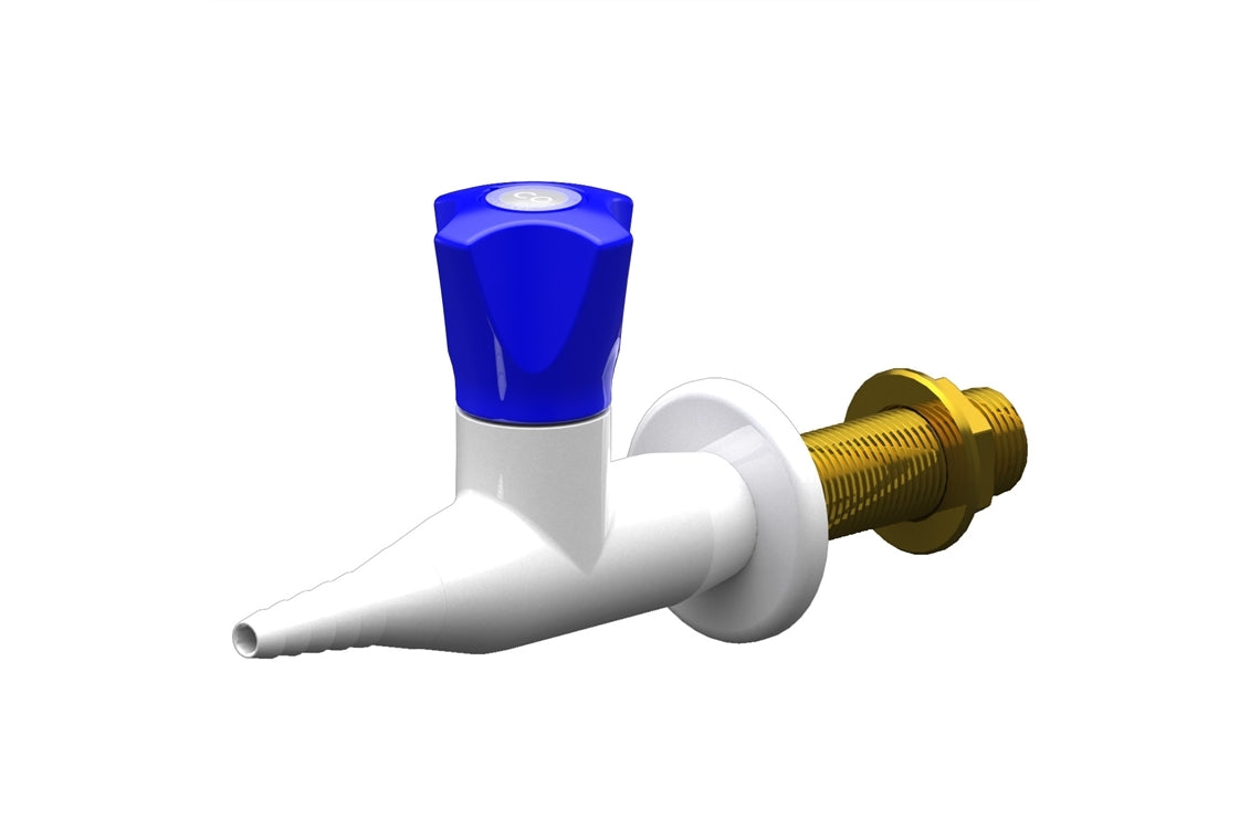 ComLab Straight Wall Mounted Laboratory Tap with Isolation Valve – Needle Valve