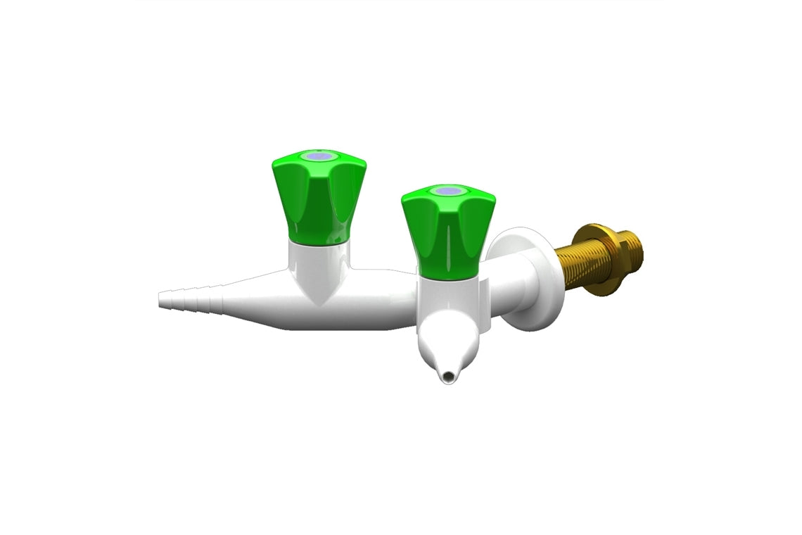 Slimline Two Way Straight 90 Degree Wall Mounted Laboratory Tap (Water)