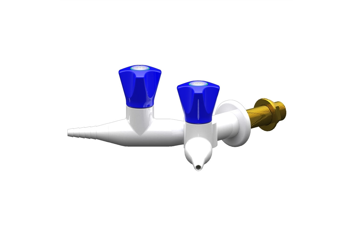 Slimline Two Way Straight 90 Degree Wall Mounted Laboratory Tap