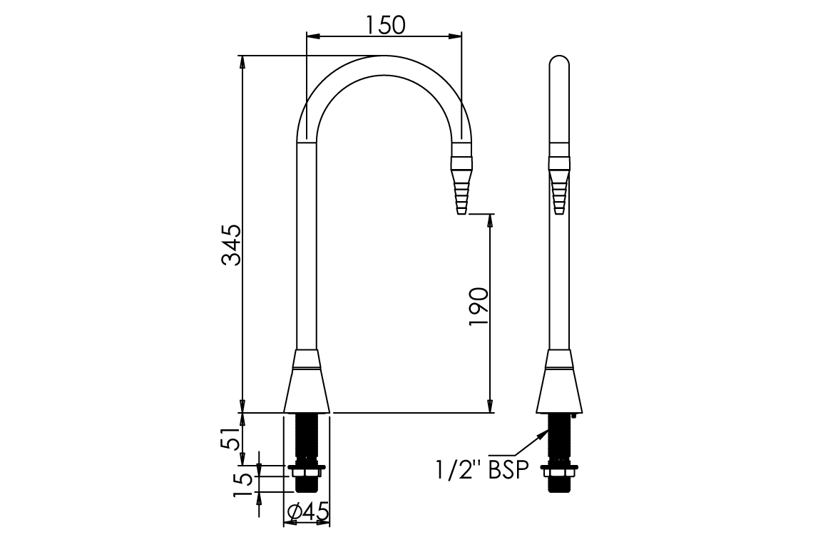 ComLab Goose Neck Swivel Outlet – Hob Mounted