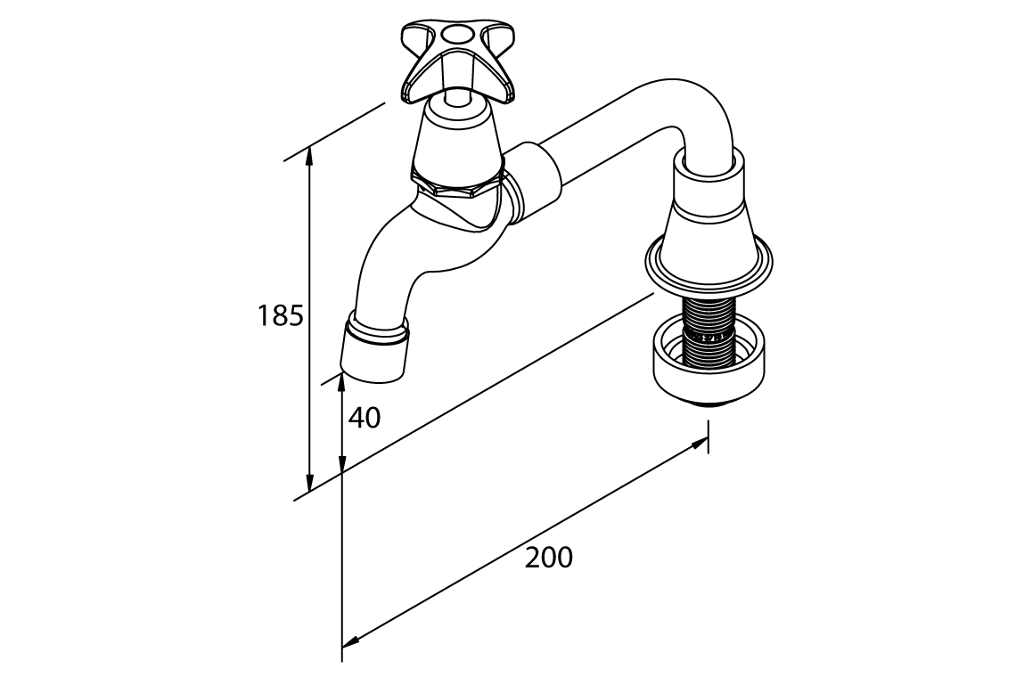 Type 26 Lab Bench Bib Tap with Anti-Vandal Aerator