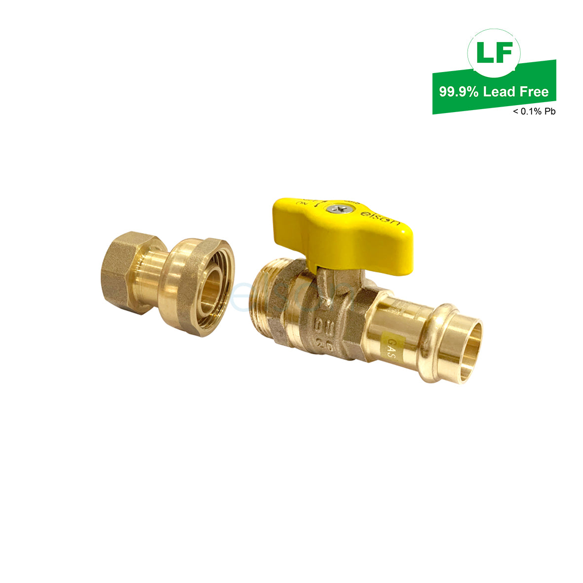 LF GAS UNION BALL VALVE LF DR BRASS G3/4 FI TO DN20 PRESS LF73734