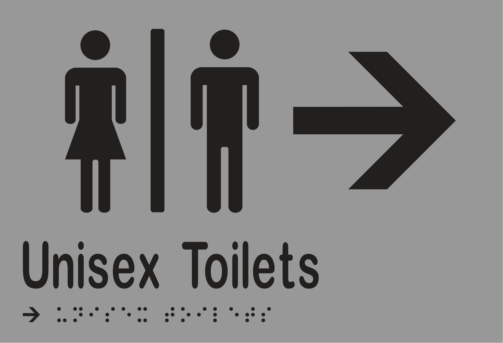 Unisex Toilets Divided & Right Arrow Braille 220mmW x 150mmH