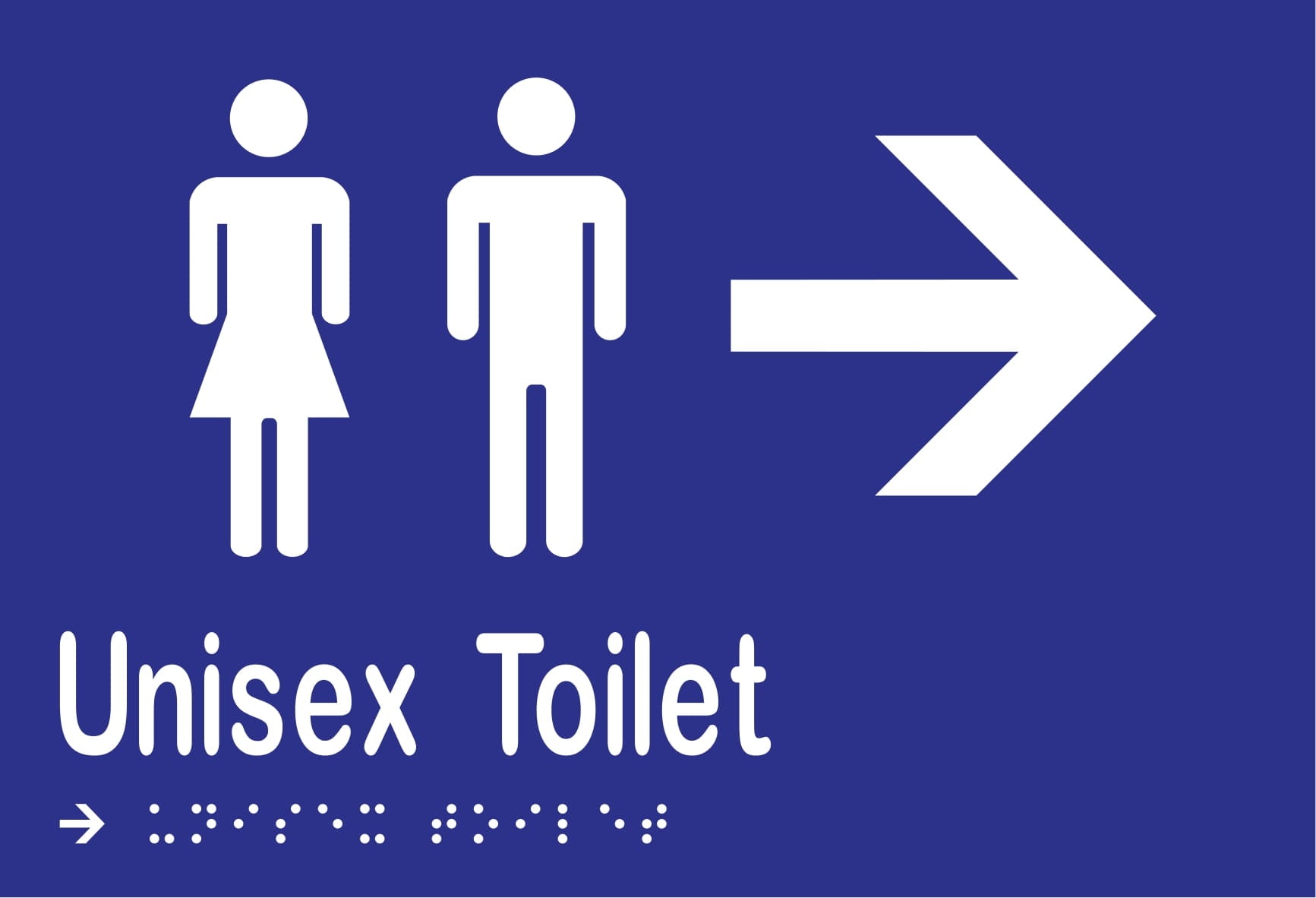 Unisex Toilet & Right Arrow Braille 220mmW x 150mmH