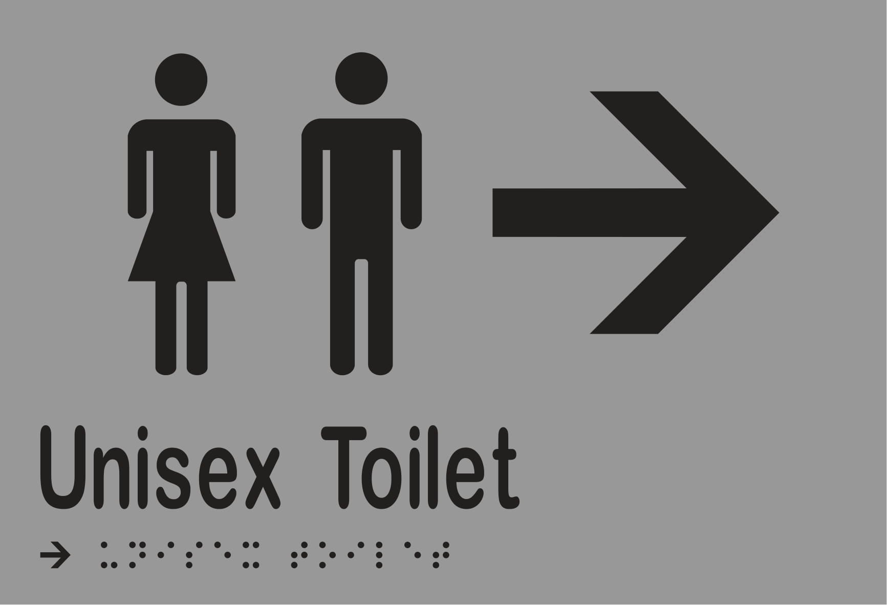 Unisex Toilet & Right Arrow Braille 220mmW x 150mmH