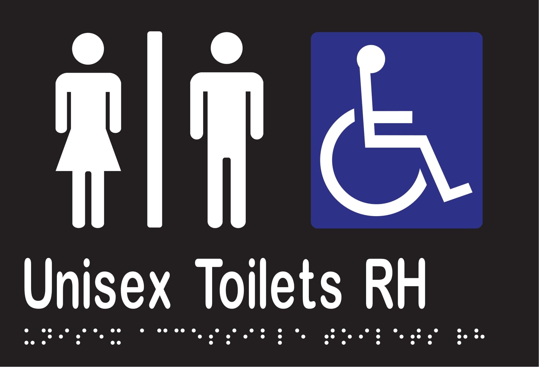 Unisex Accessible Toilets Divided RH Braille 220mmW x 150mmH