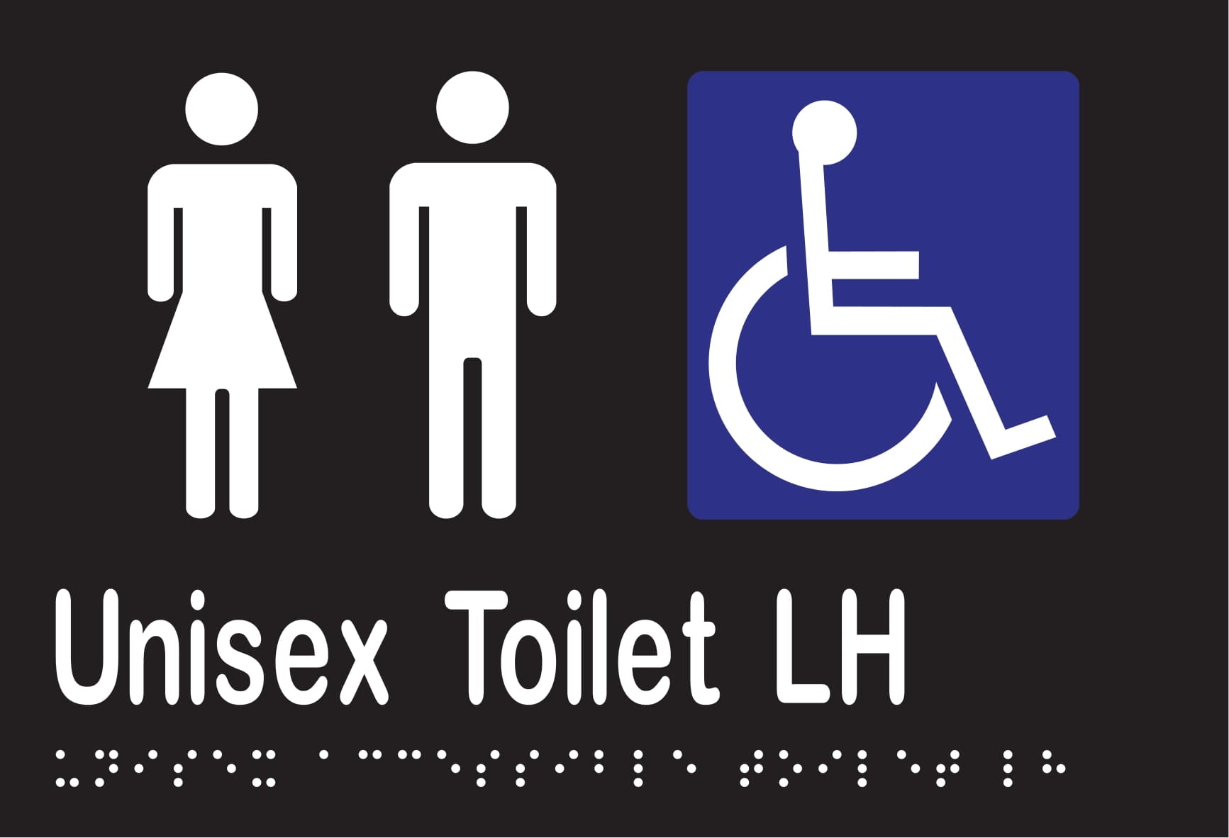 Unisex Accessible Toilet LH Braille 220mmW x 150mmH