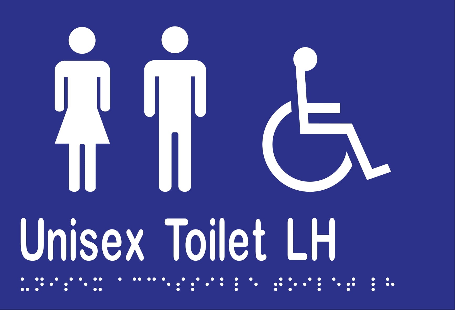 Unisex Accessible Toilet LH Braille 220mmW x 150mmH