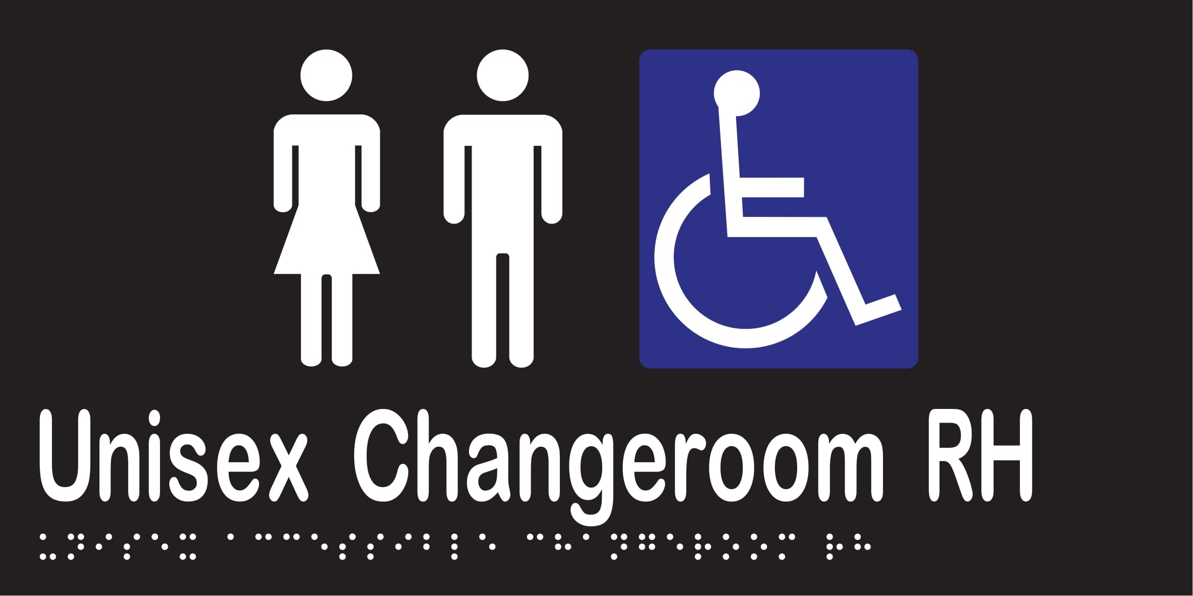 Unisex Accessible Changeroom RH Braille 300mmW x 150mmH