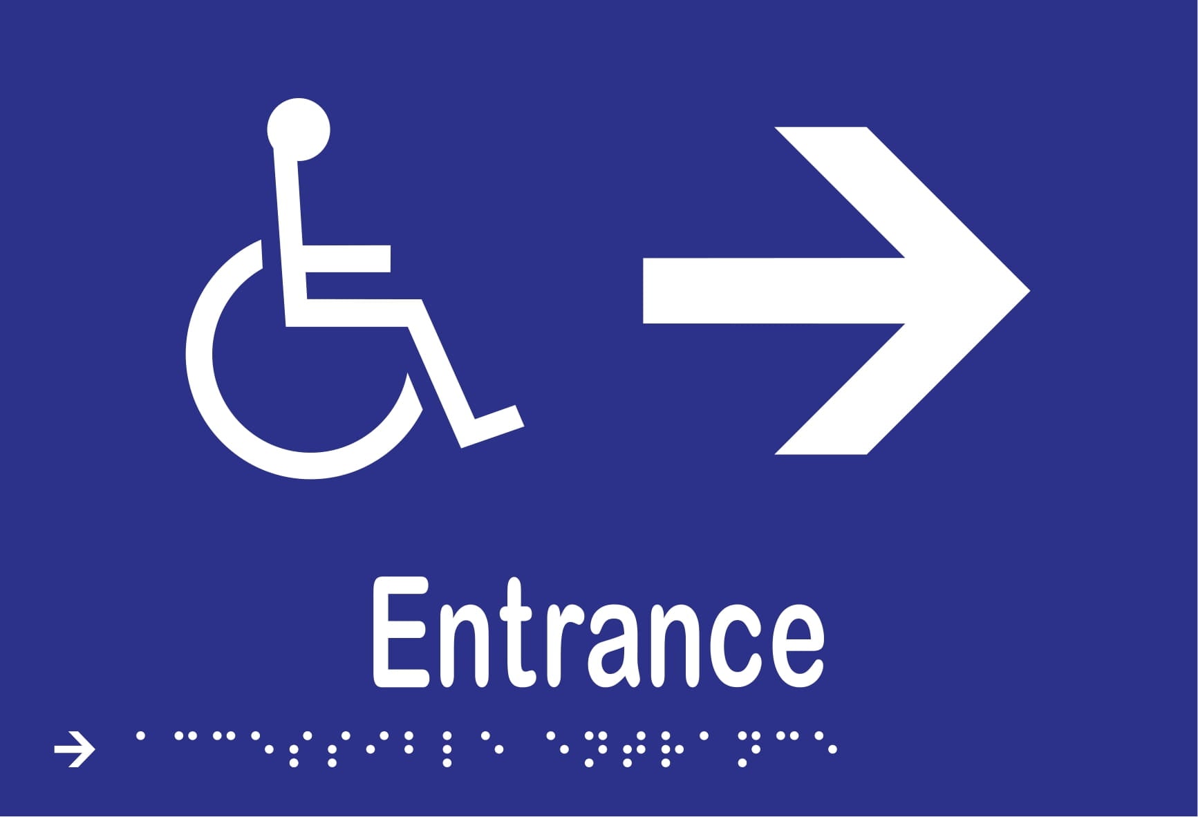 Accessible Entrance & Right Arrow Braille 220mmW x 150mmH