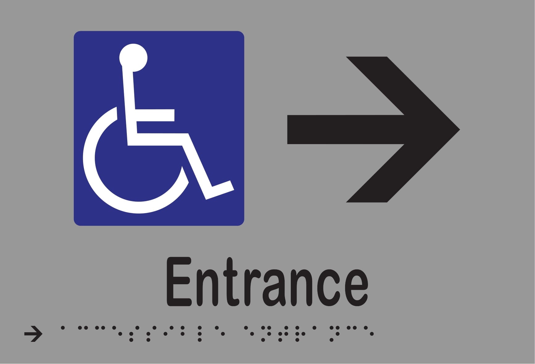Accessible Entrance & Right Arrow Braille 220mmW x 150mmH