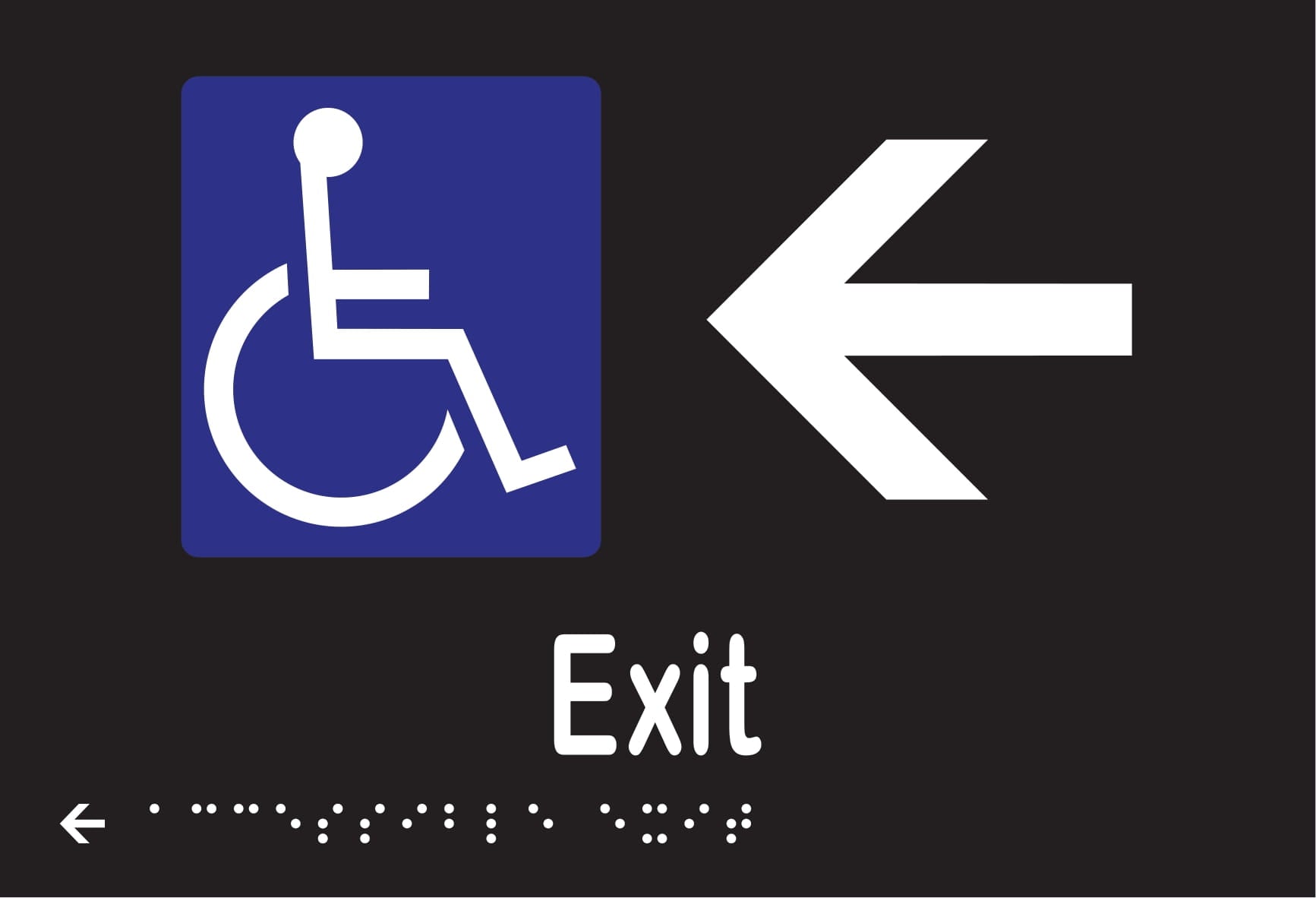 Accessible Exit & Left Arrow Braille 220mmW x 150mmH
