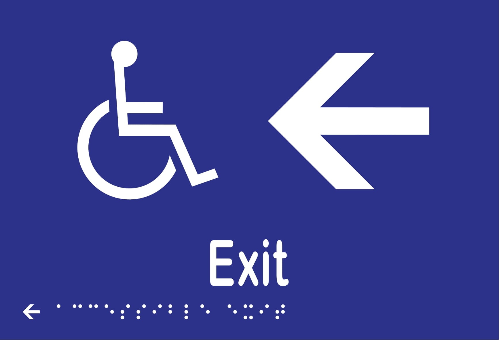 Accessible Exit & Left Arrow Braille 220mmW x 150mmH