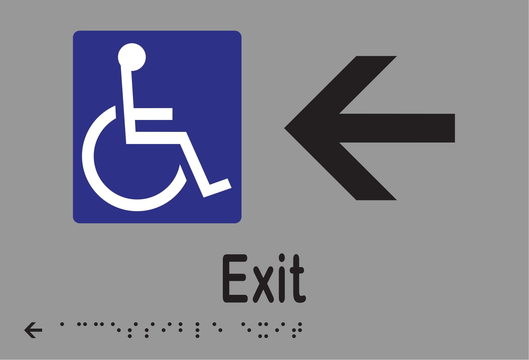 Accessible Exit & Left Arrow Braille 220mmW x 150mmH