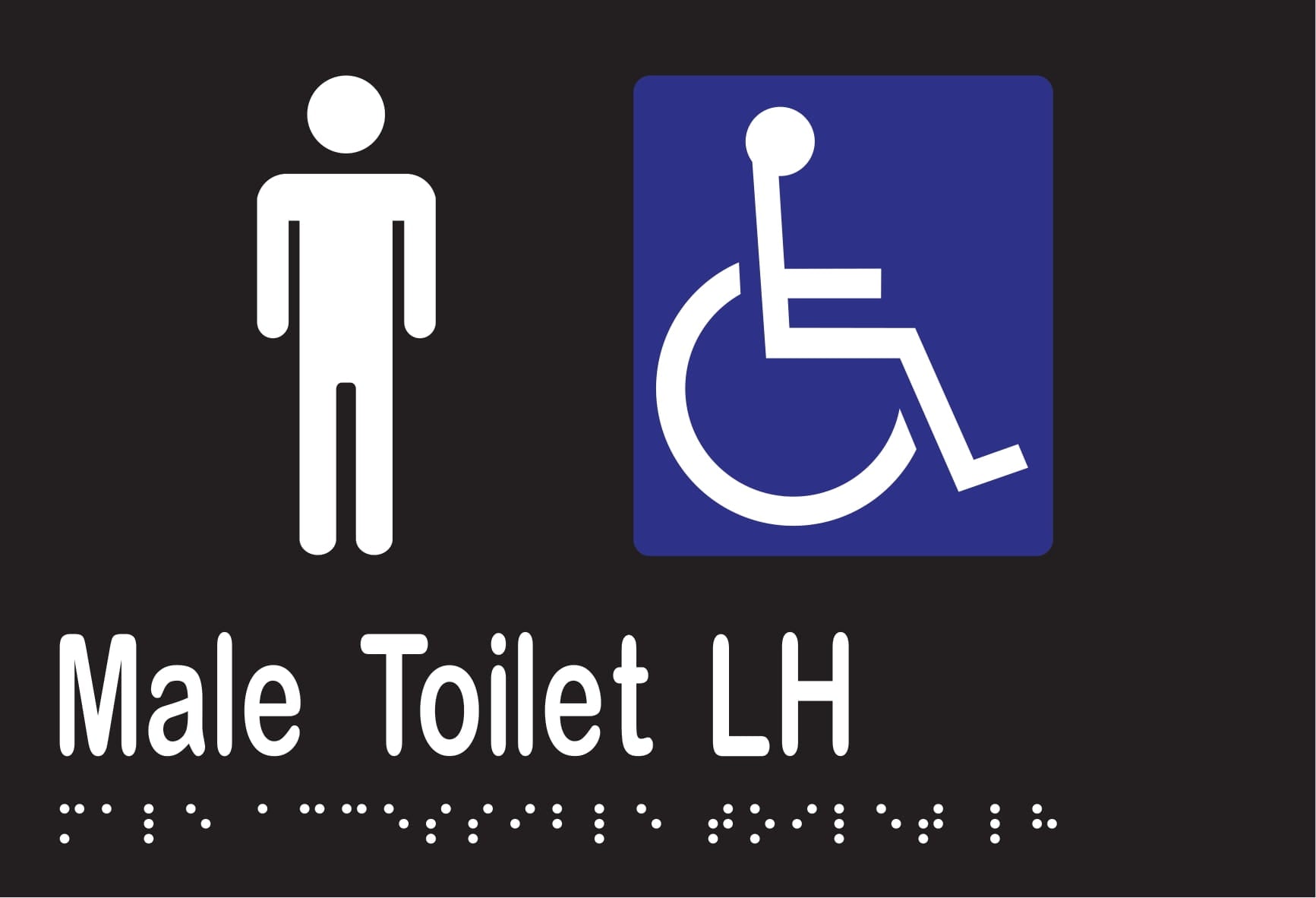 Male Accessible Toilet LH Braille 220mmW x 150mmH