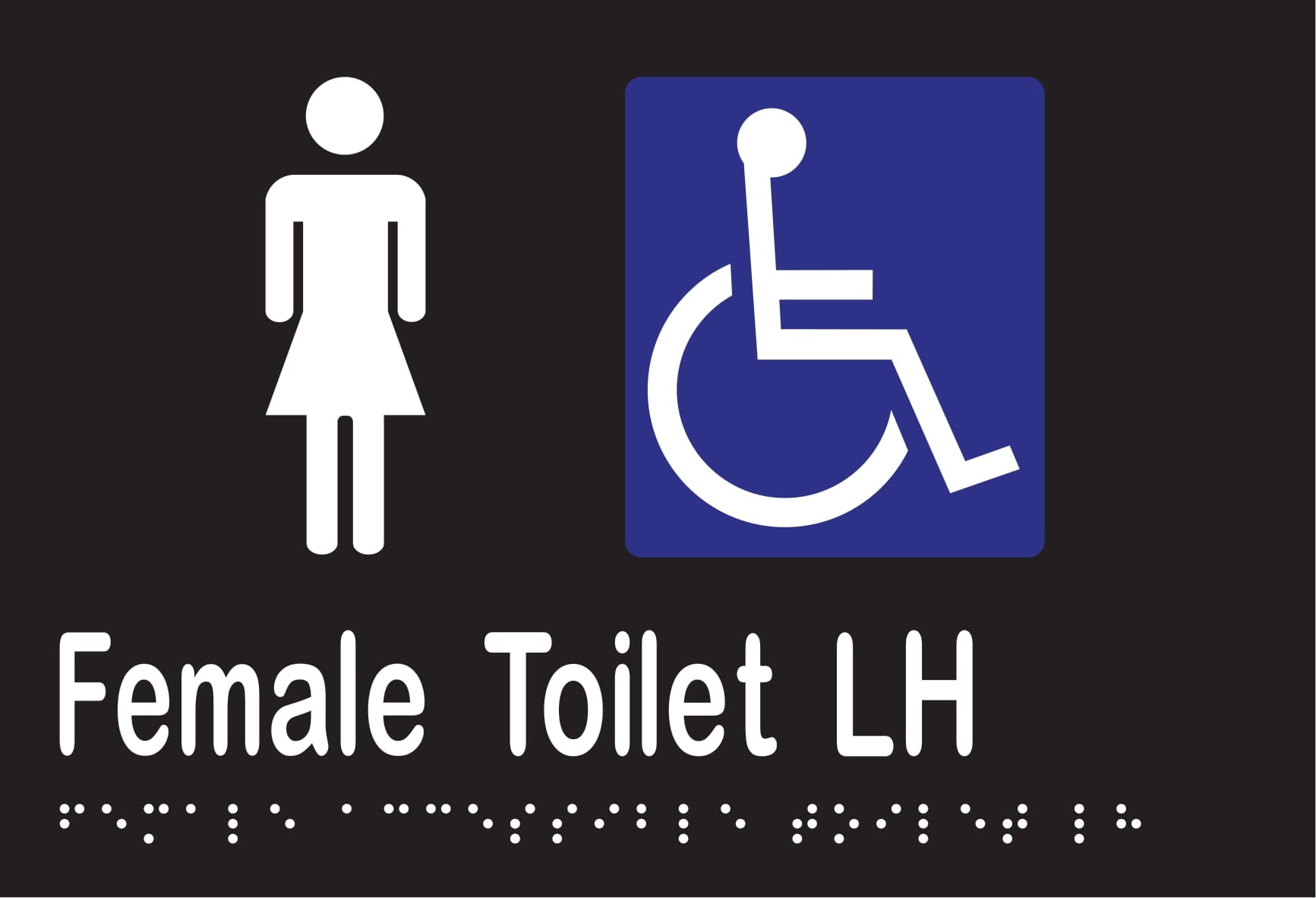 Female Accessible Toilet LH Braille 220mmW x 150mmH