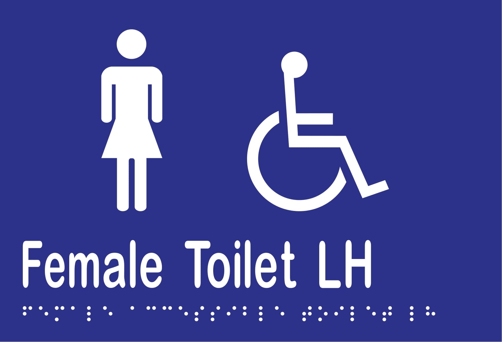 Female Accessible Toilet LH Braille 220mmW x 150mmH