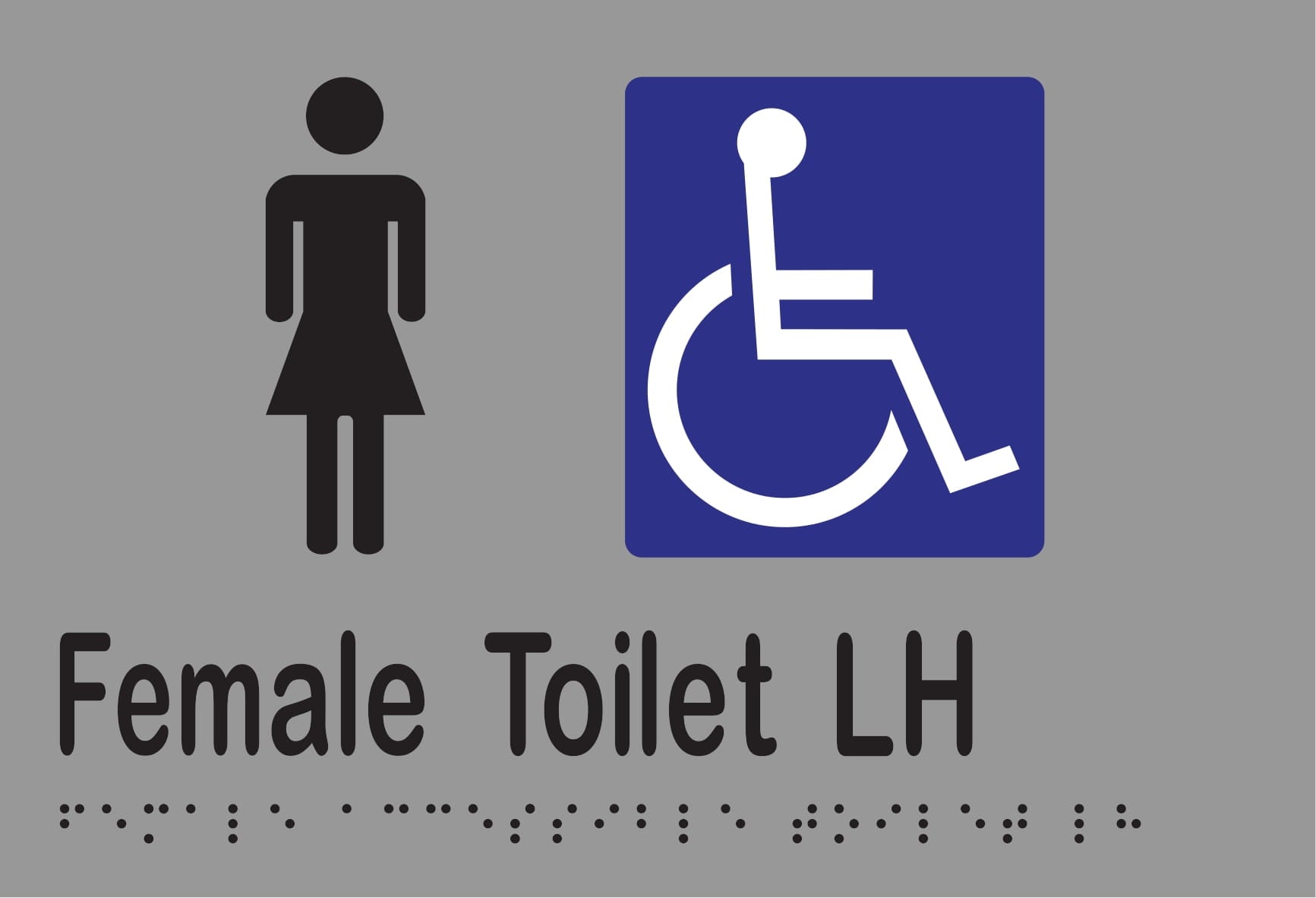 Female Accessible Toilet LH Braille 220mmW x 150mmH