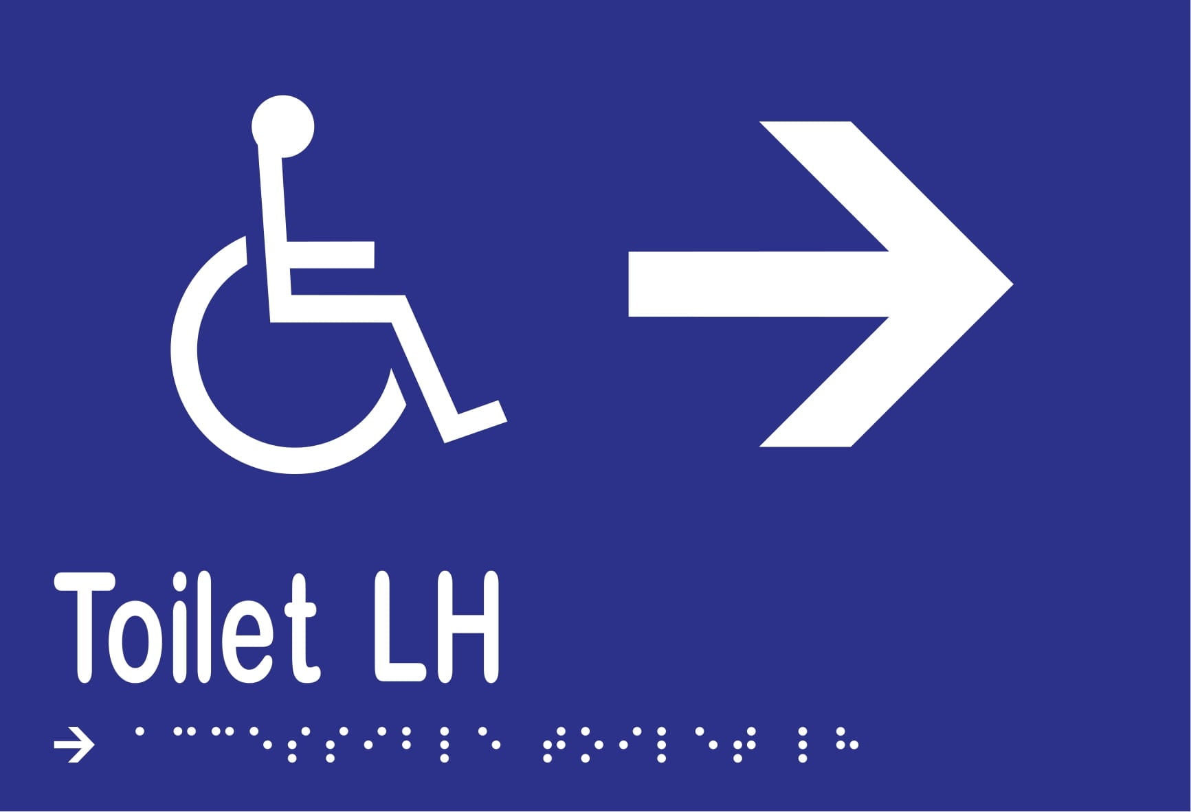 Accessible Toilet LH & Right Arrow Braille 220mmW x 150mmH