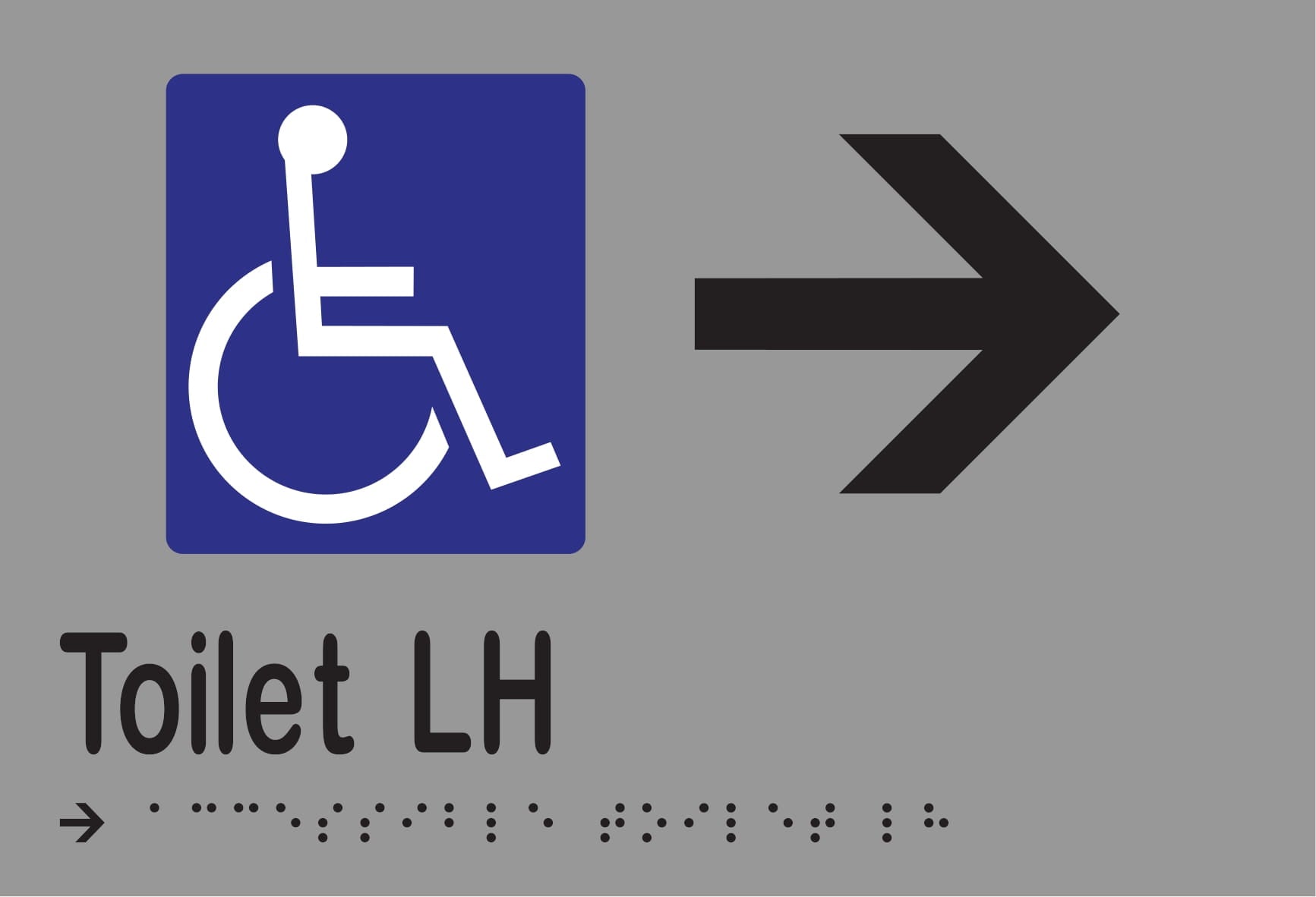 Accessible Toilet LH & Right Arrow Braille 220mmW x 150mmH