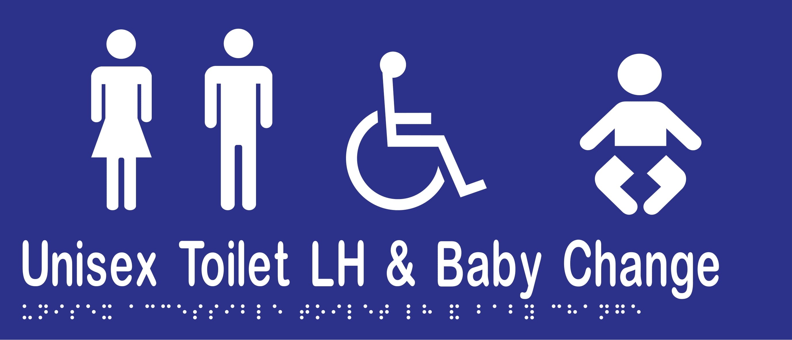 Unisex Accessible Toilet LH & Baby Change Braille 350mmW x 150mmH