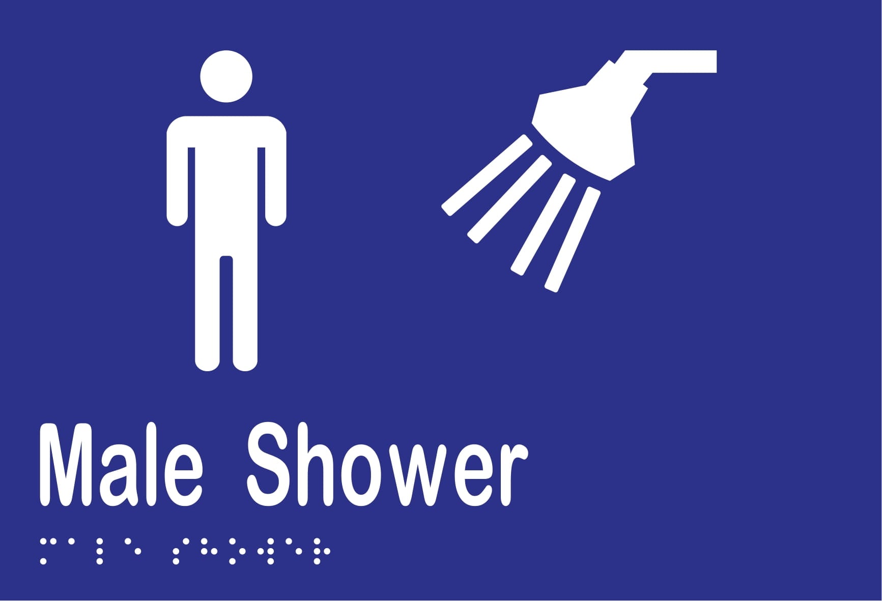 Male Shower Sign Braille 220mmW x 150mmH