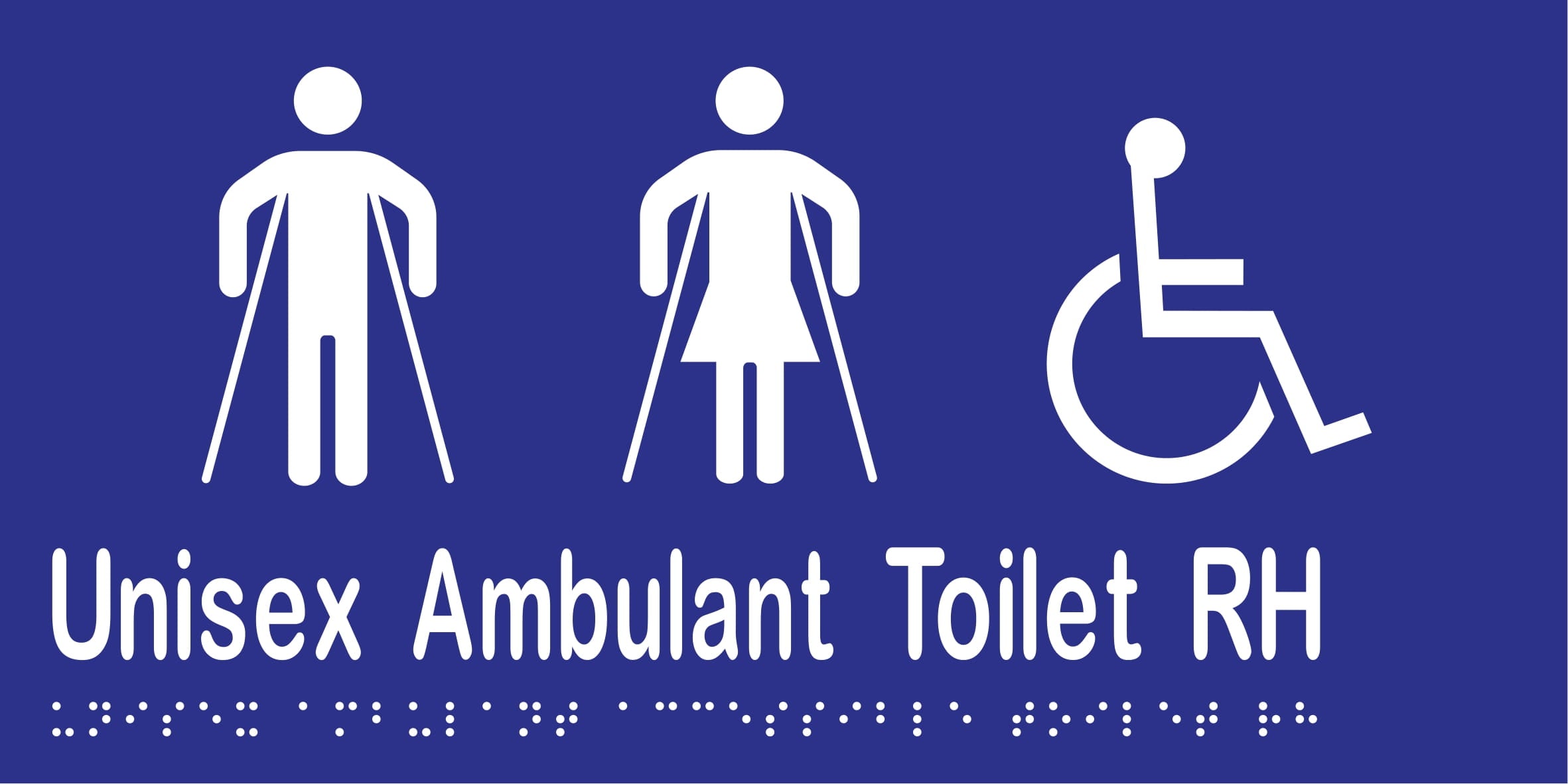 Unisex Ambulant Accessible Toilet RH Braille 300mmW x 150mmH