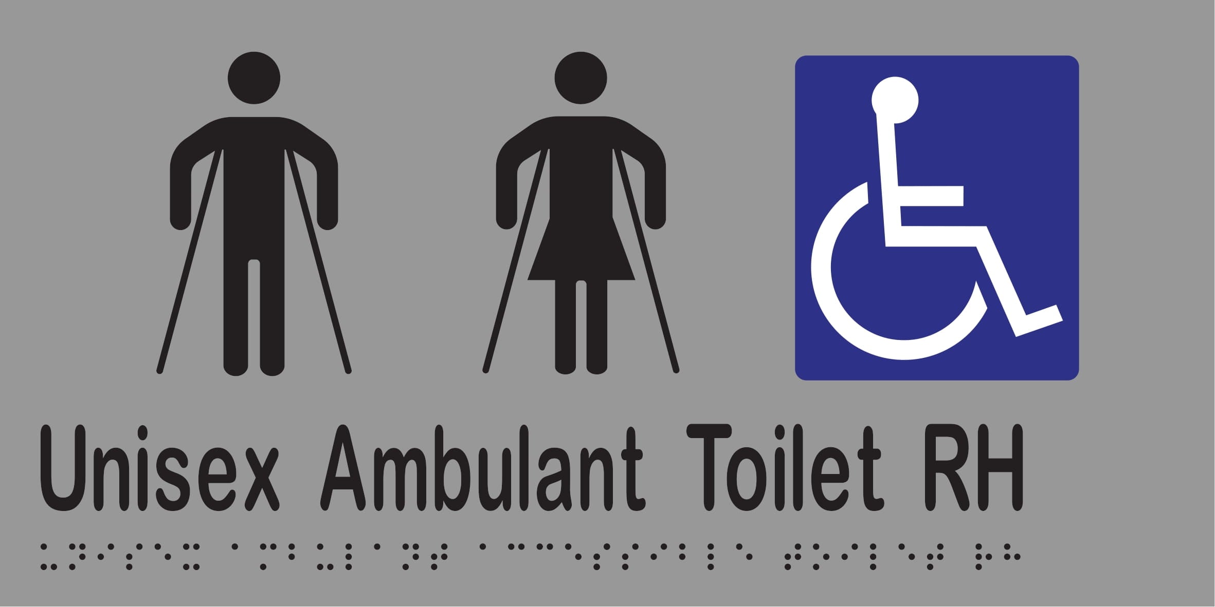 Unisex Ambulant Accessible Toilet RH Braille 300mmW x 150mmH