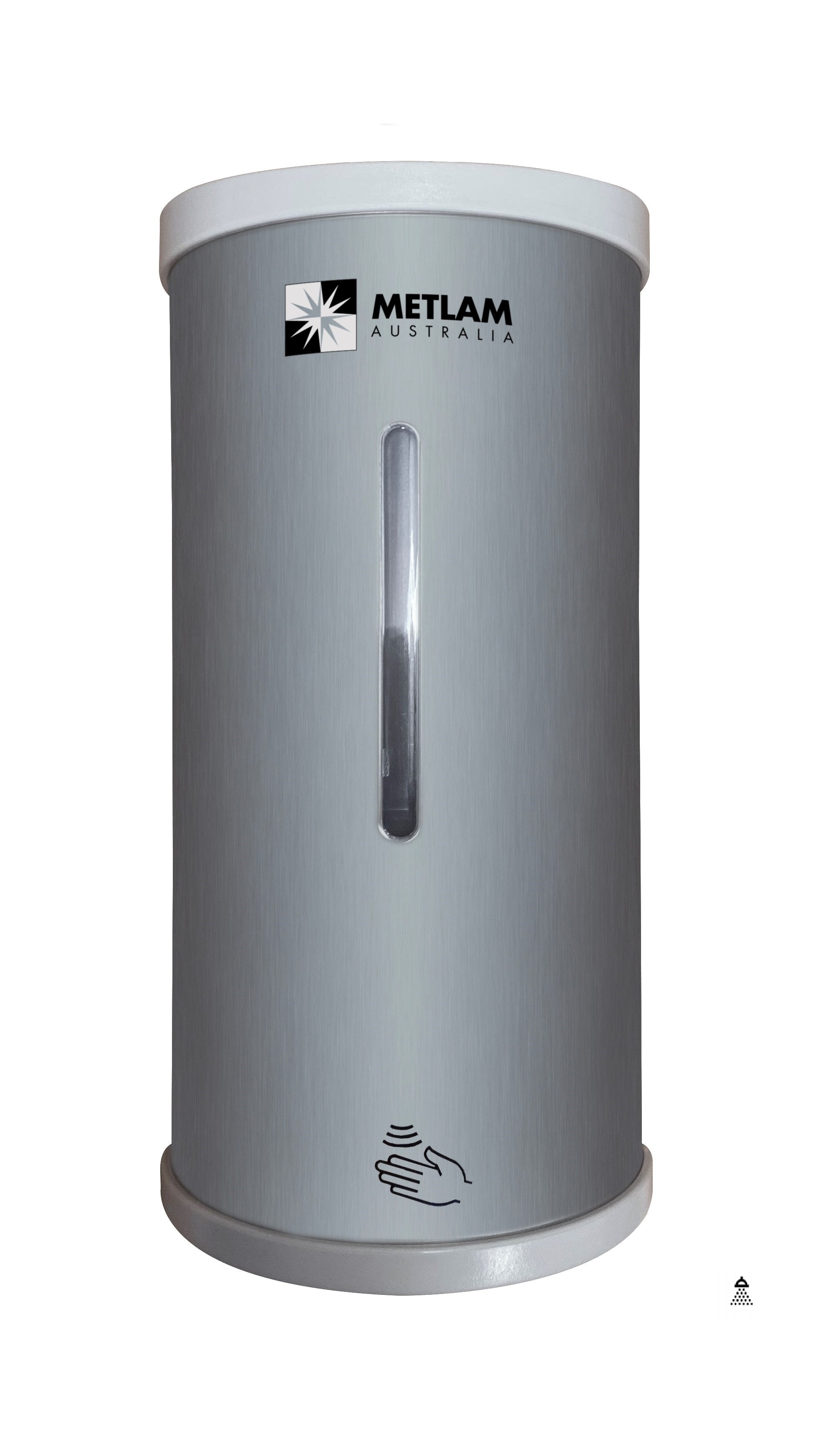 Stand in White & Sanitiser Dispenser Kit in Stainless Steel