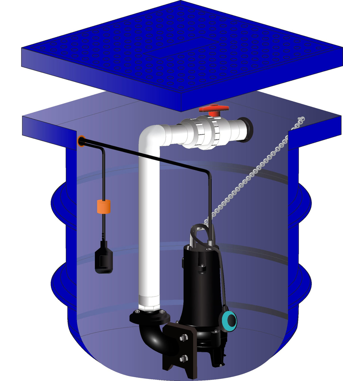 Maxijet Single Pump Station with Alarm and Class A Lid - 1200L