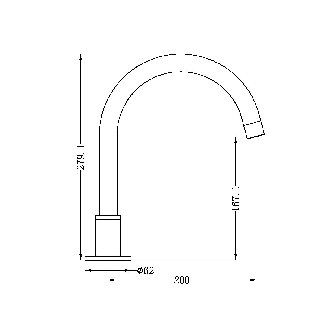 Kara Hob Mount Bath Spout Only G1/2 Female Inlet