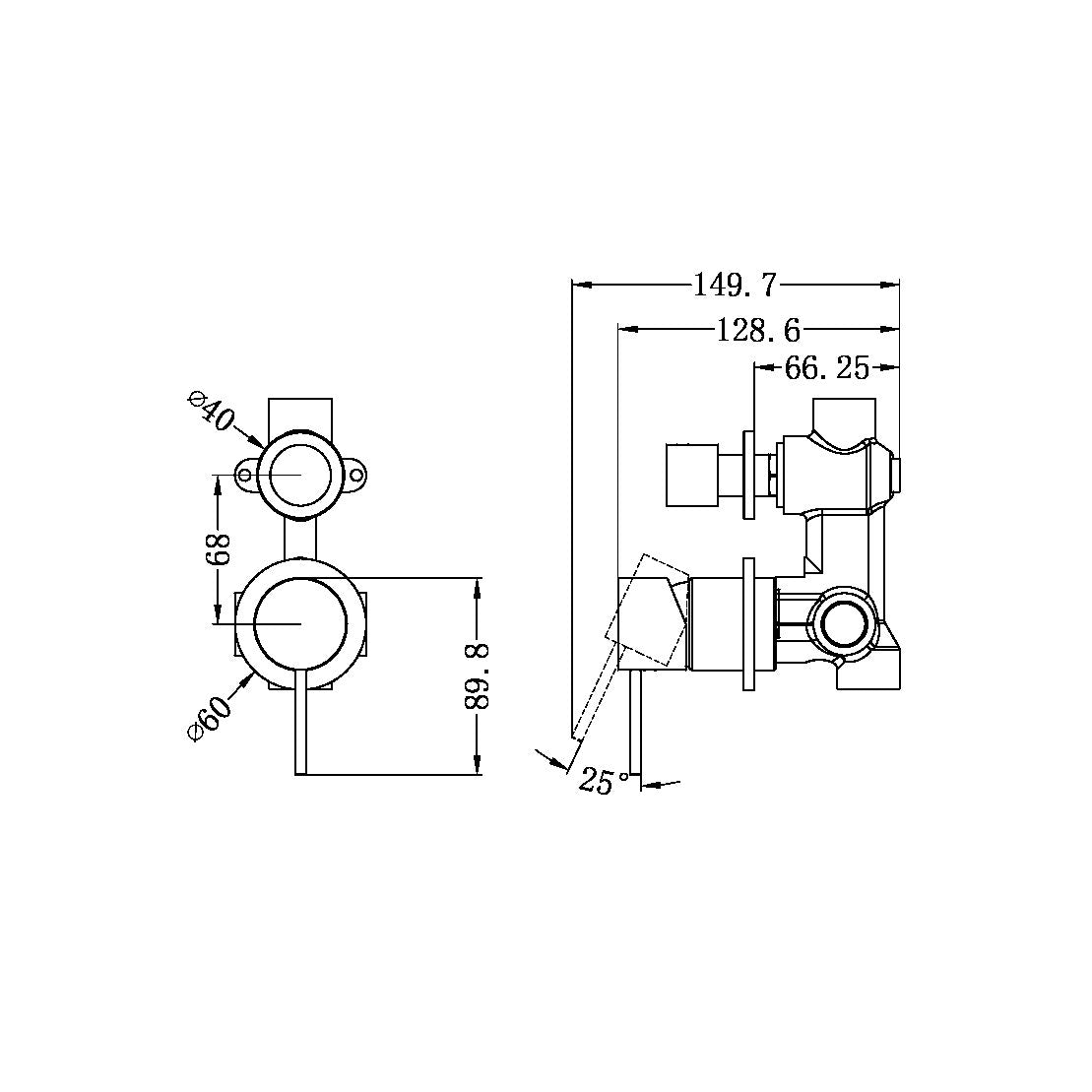 Mecca Shower Mixer With Divertor Separate Back Plate