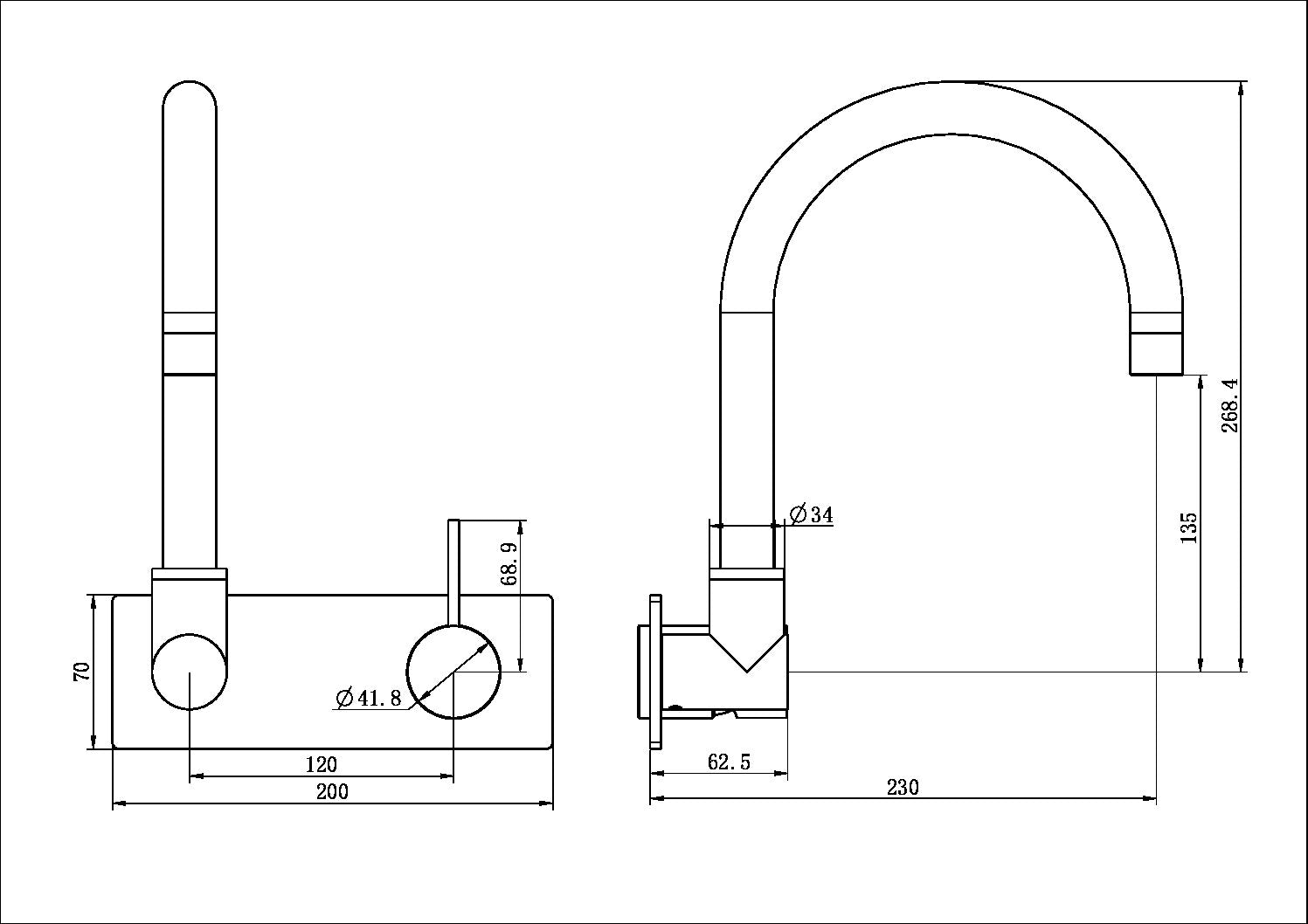 Mecca Wall Basin/bath Mixer Swivel Spout Handle Up Trim Kits Only