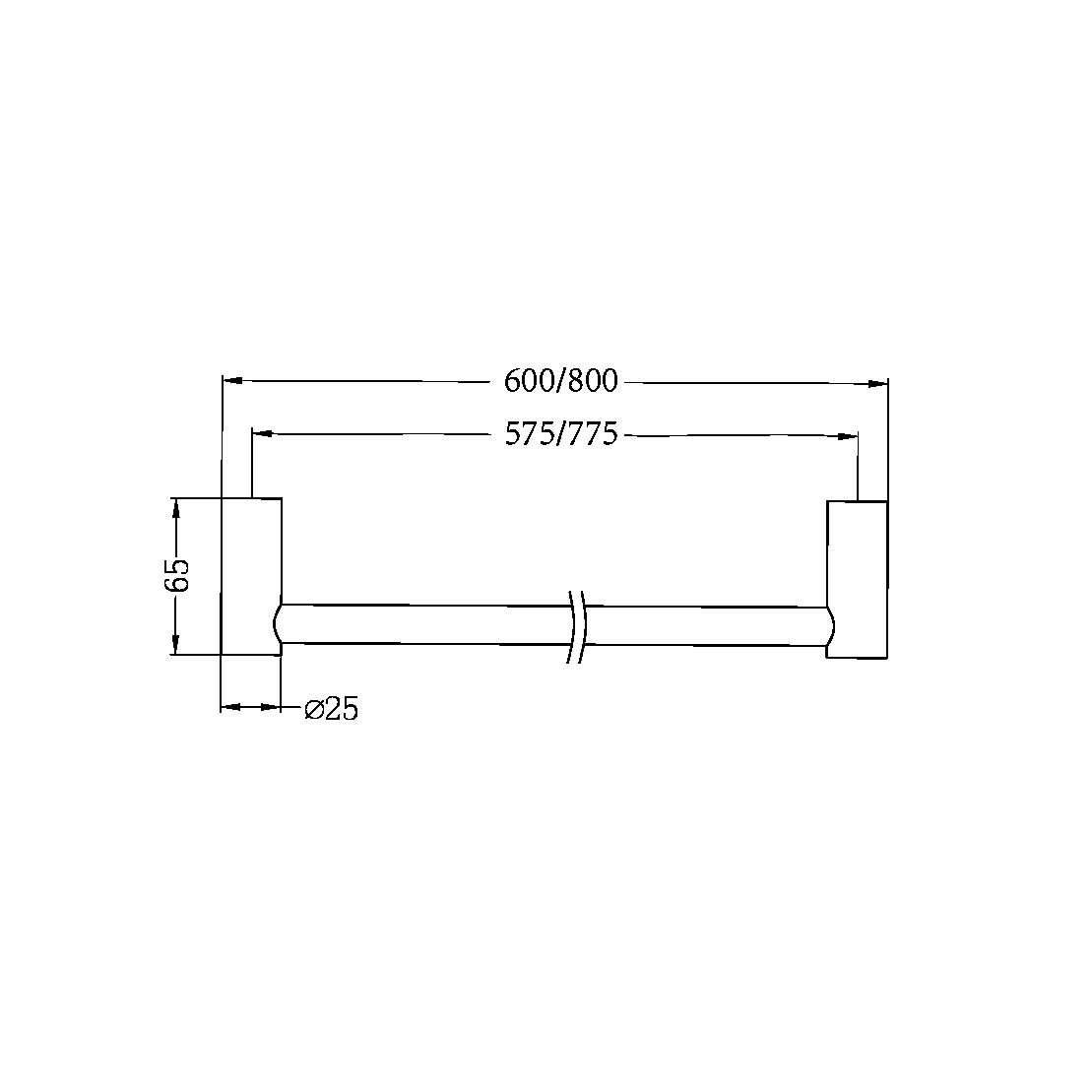 New Mecca Single Towel Rail 800mm