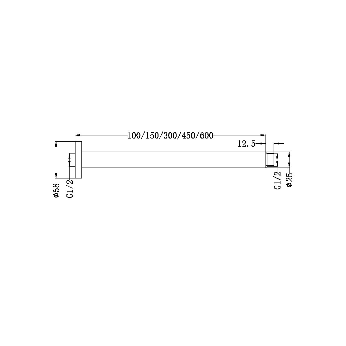 Round Ceiling Arm 600MM Length
