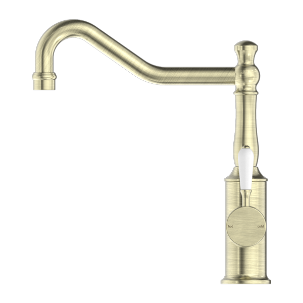 York Kitchen Mixer Hook Spout With White Porcelain Lever