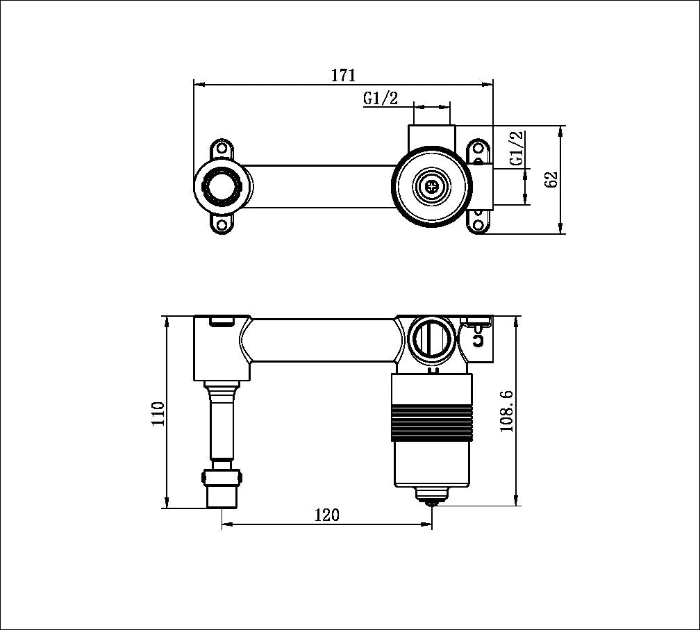 Premium 35mm Universal Wall Basin/bath Mixer Handle Up Body Only